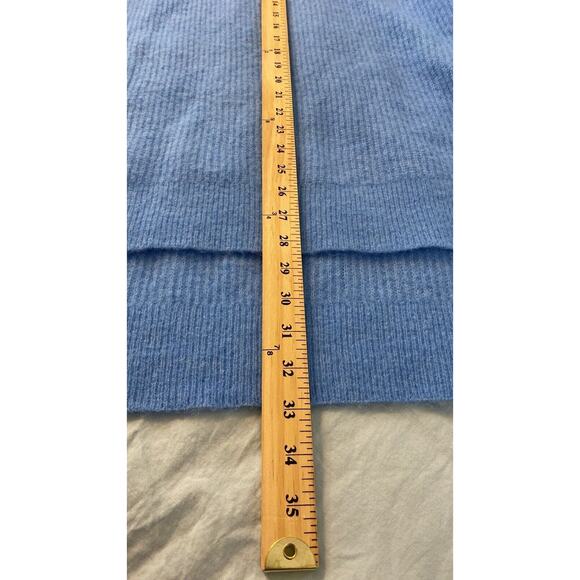 Ganni Callahan Alpaca and Wool Ribbed Knit Hooded Blue Pullover Sweater - Picture 8 of 9